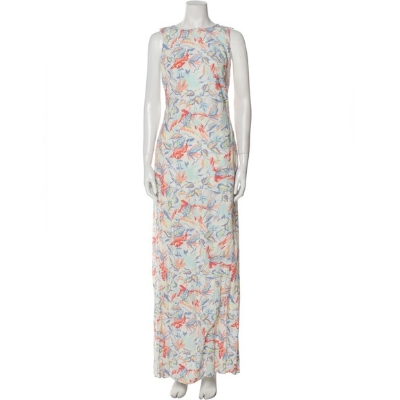 Maje Print Maxi Multi Color Long Sleeveless Scoop Neck Dress Size: 1 - Picture 2 of 3